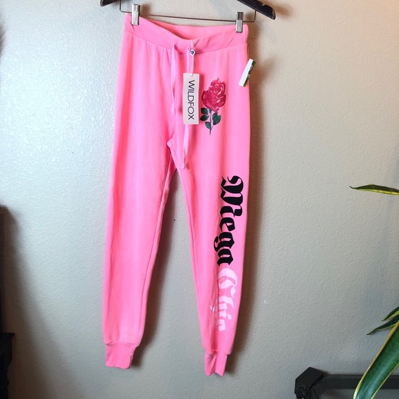 Wildfox || NEW Mega Chic Neon Pink Sweatpants - Picture 8 of 9